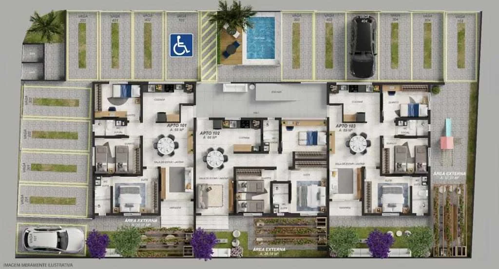 Cobertura no Jardim Cidade Universitária com 2 Quartos sendo 1 Suíte com Hidro, Piscina