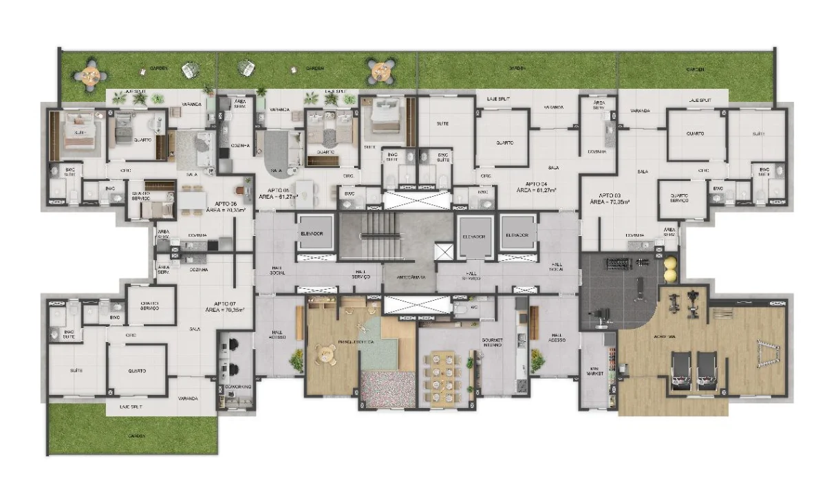 Excelente Lançamento na Torre com 2 ou 3 Quartos, Lazer Completo Por trás da Epitácio