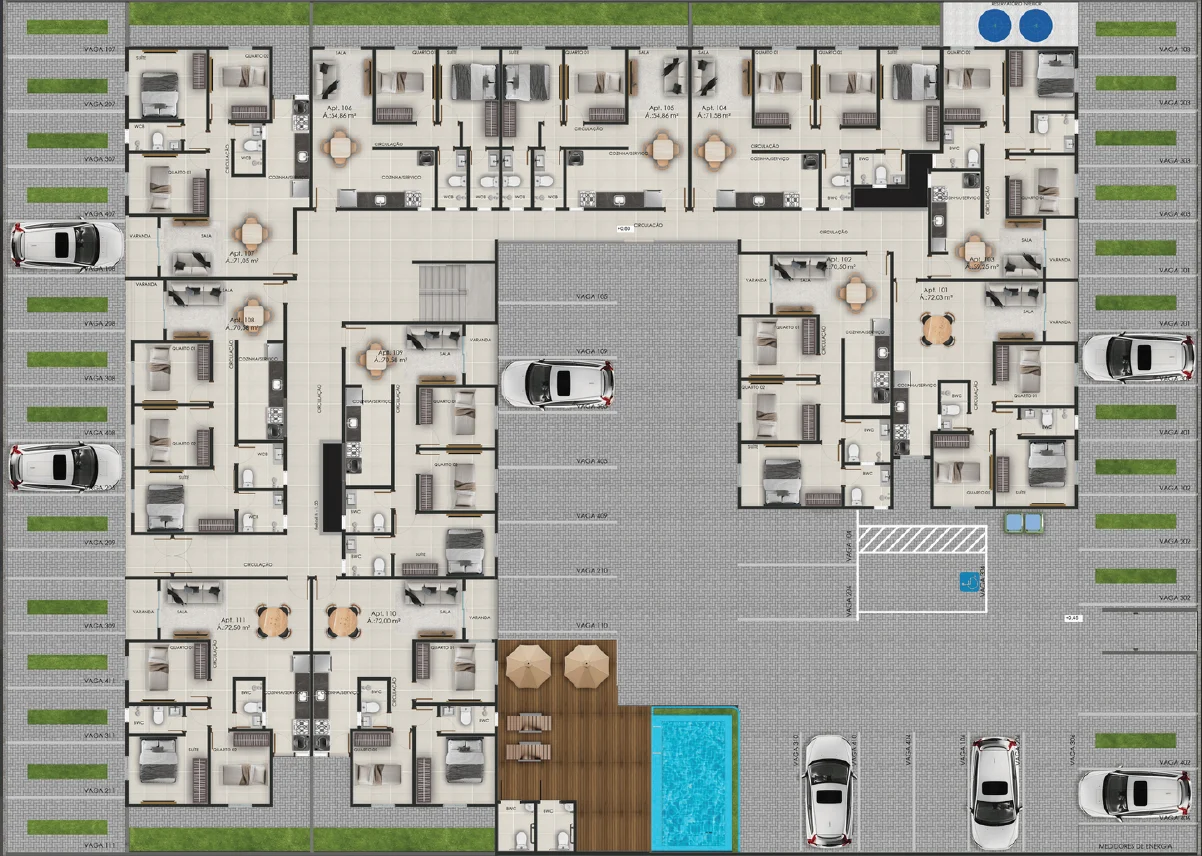 Últimas Unidades de Apartamento no Geisel com 2 ou 3 Quartos sendo 1 Suíte, Piscina