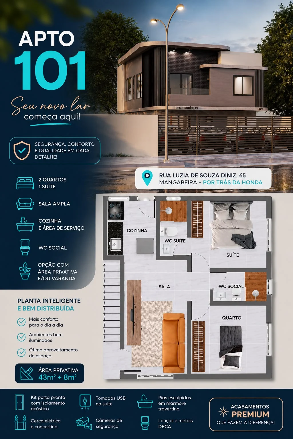 Apartamento em Mangabeira com 2 Quartos sendo 1 Suíte