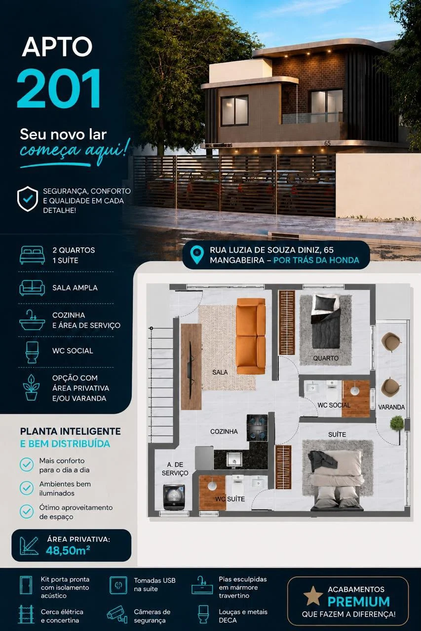 Apartamento em Mangabeira com 2 Quartos sendo 1 Suíte